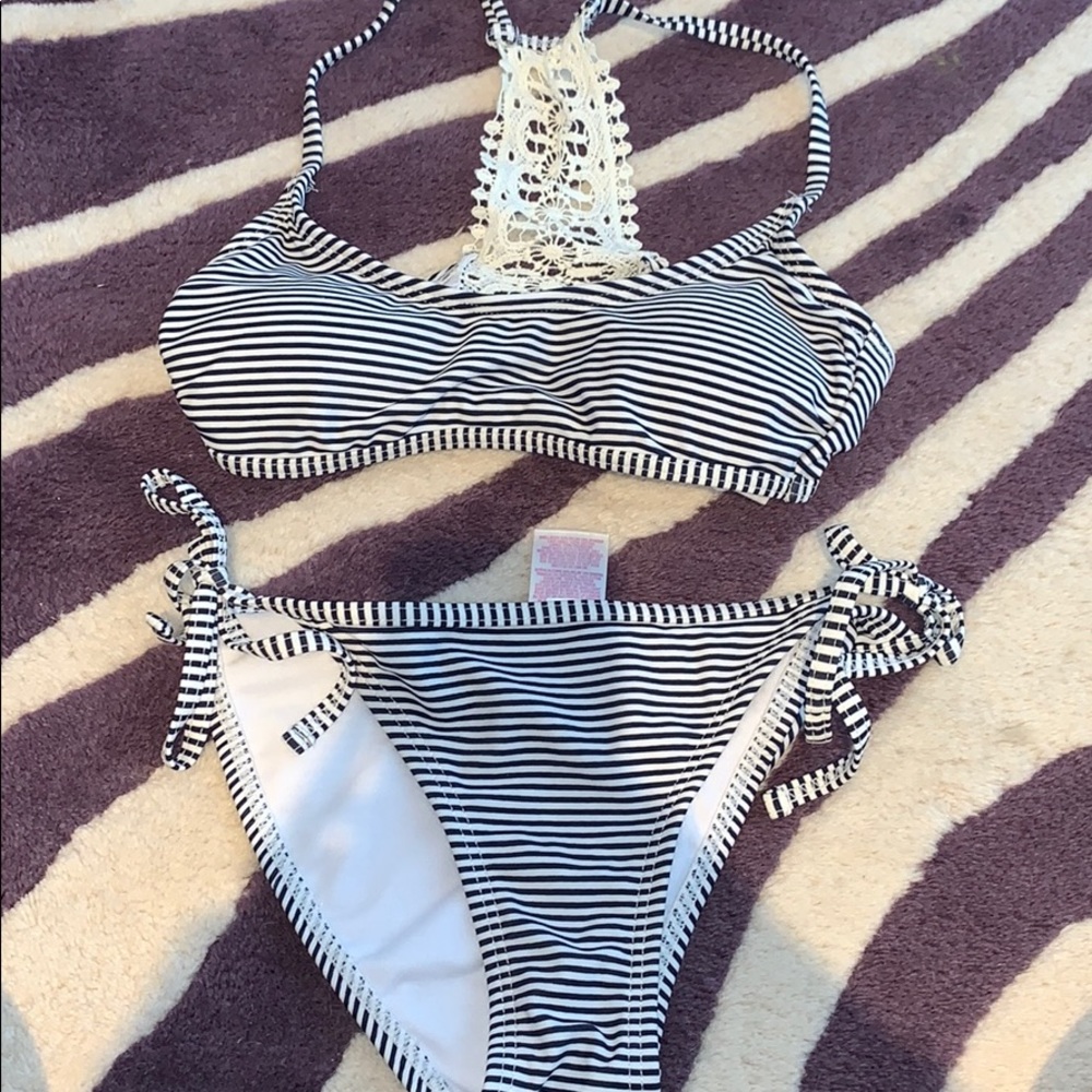Striped Bikini with Crochet Back